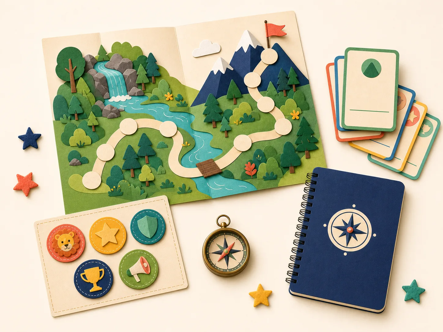 The Confidence Quest kit: quest map, mission cards, bravery badges and parent's playbook